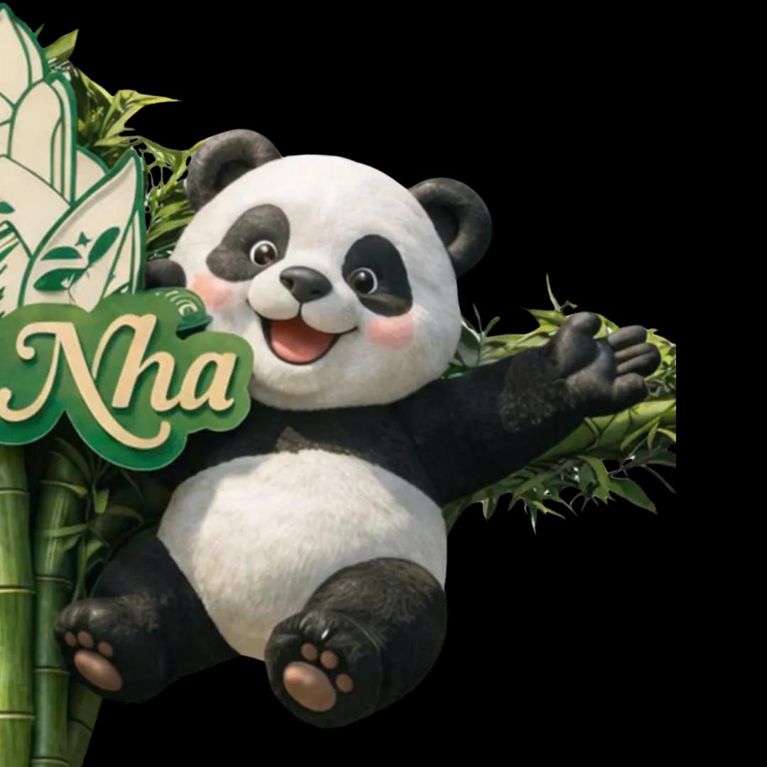 Mascot Gấu Trúc Kem Nhà